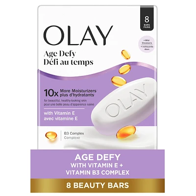 Age Defying Bar Soap with Vitamin E and Vitamin B3 Complex Beauty Bars, 8 count