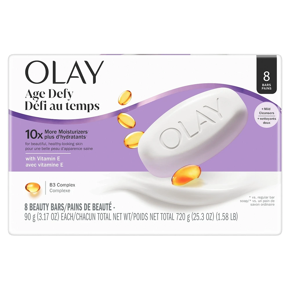 Age Defying Bar Soap with Vitamin E and Vitamin B3 Complex Beauty Bars, 8 count