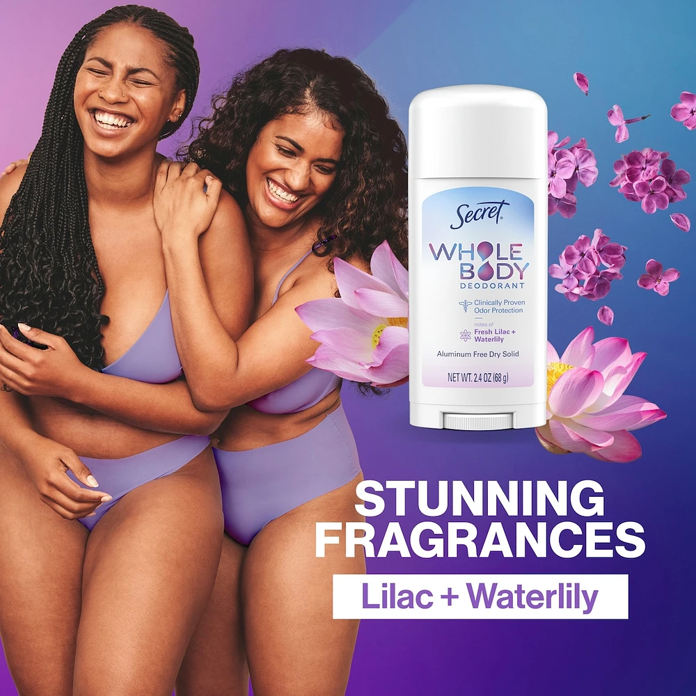 Whole Body Stick Aluminum Free Deodorant for Women with notes of Fresh Lilac Waterlily