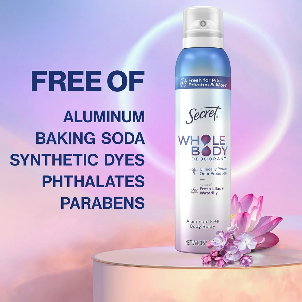 Whole Body Aluminum Free Deodorant for Women Body Spray Lilac & Waterlily