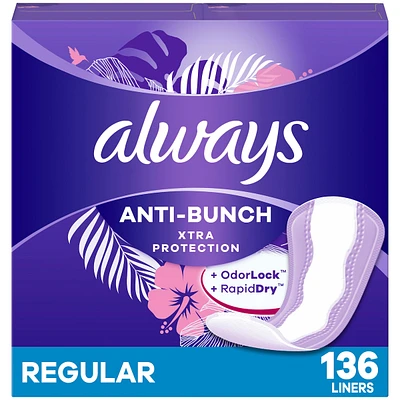 Anti-Bunch Xtra Protection Daily Liners, Regular Length, Unscented,