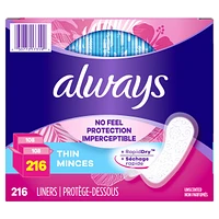 Thin No Feel Protection Daily Liners, Regular Absorbency, Unscented,