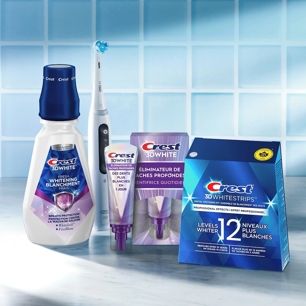 3D White Fresh Whitening Mouthwash/Mouth Rinse, Prevents Surface Stains, Kills Millions of Bad Breath Germs, Alcohol-Free