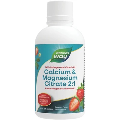Calcium & Magnesium Citrate 2:1 with Vitamin K2 & Collagen, Strawberry