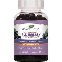 Nature's Way Sambucus Kids Cold and Flu Care, Standardized Elderberry with Vitamin C and Zinc, Immune Support, 60 Gummies