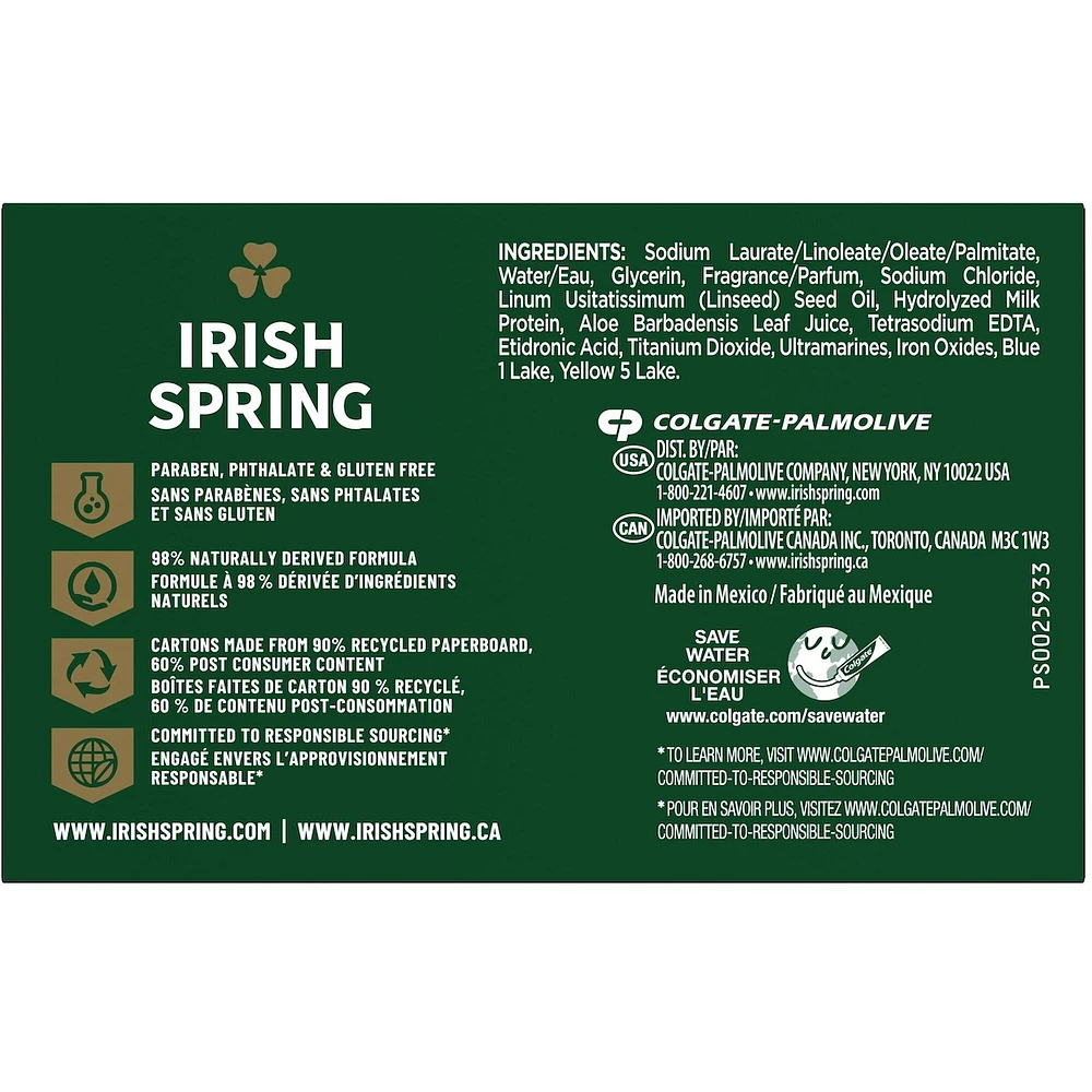 Irish Spring Aloe Mist Deodorant Bar Soap for Men, 104.7 g