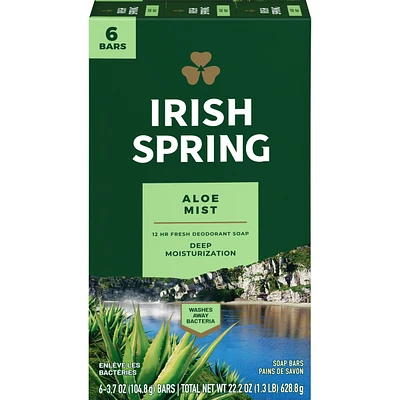 Irish Spring Aloe Mist Pain de Savon Désodorisant pour Hommes, 104.7 g, Emballage de 6