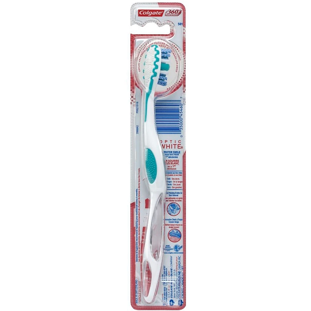 Brosse à dents moyenne Colgate 360 Advanced Optic White
