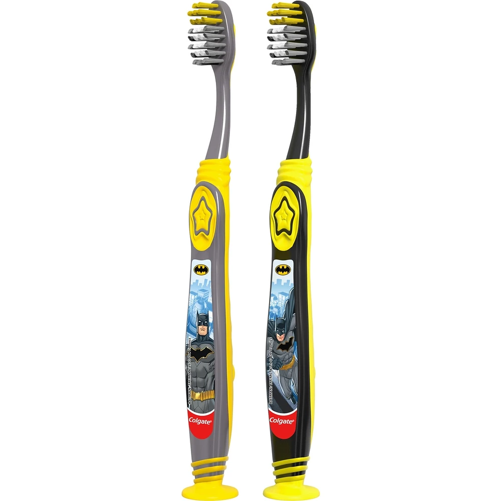 Colgate Kids Extra Soft Toothbrush with Suction Cup, Twin Pack - Batman
