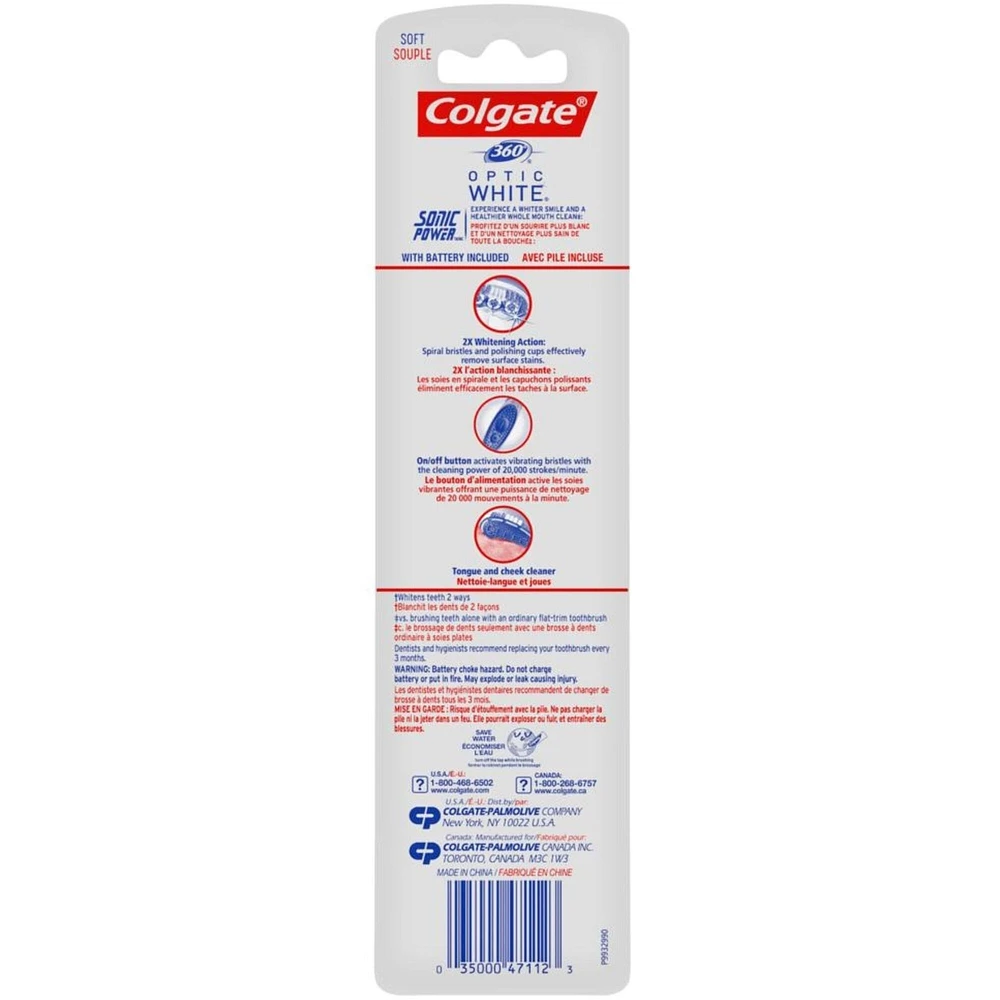 Colgate 360° Sonic Power Optic White Twin Pack Soft
