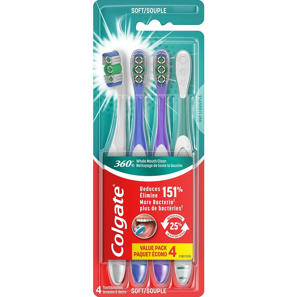 Colgate 360 Adult Full Head Soft Toothbrush - 4 Count