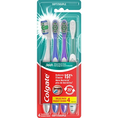 Colgate 360 Adult Full Head Soft Toothbrush - 4 Count