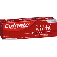Colgate Optic White Stain Fighter Teeth Whitening Toothpaste, Clean Mint Paste  90 mL