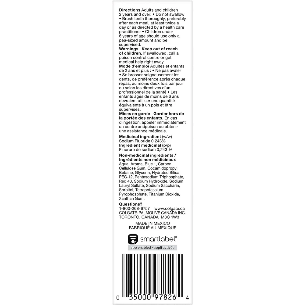 Colgate Optic White with Charcoal Whitening Toothpaste, Cool Mint, 90mL