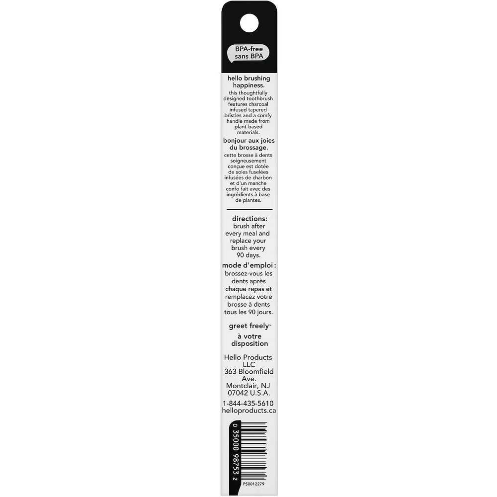 Hello Charcoal Manual Toothbrush - 1pk