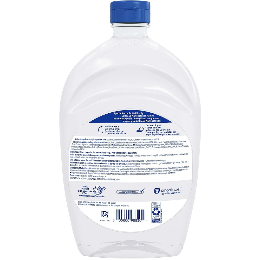 Softsoap Antibacterial Liquid Hand Soap Refill, White Tea and Berry - 1.47 L