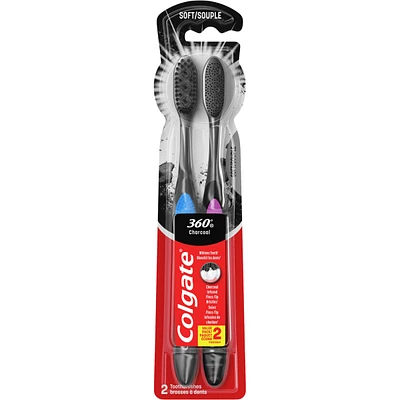 Colgate 360 Charcoal Toothbrush, Adult Soft Toothbrushes
