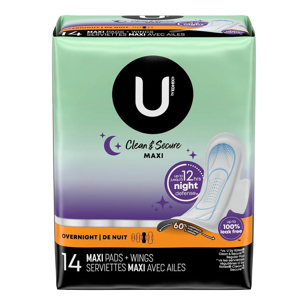 Clean & Secure Overnight Maxi Pads with Wings