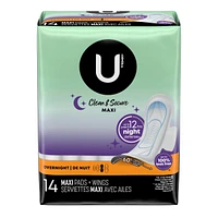 Clean & Secure Overnight Maxi Pads with Wings