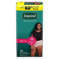 Fresh Protection Adult Incontinence & Postpartum Bladder Leak Underwear for Women, Disposable, Maximum, Large
