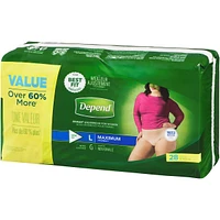 Fresh Protection Adult Incontinence & Postpartum Bladder Leak Underwear for Women, Disposable, Maximum, Large