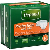 Incontinence Protection with Tabs, Maximum Absorbency, L