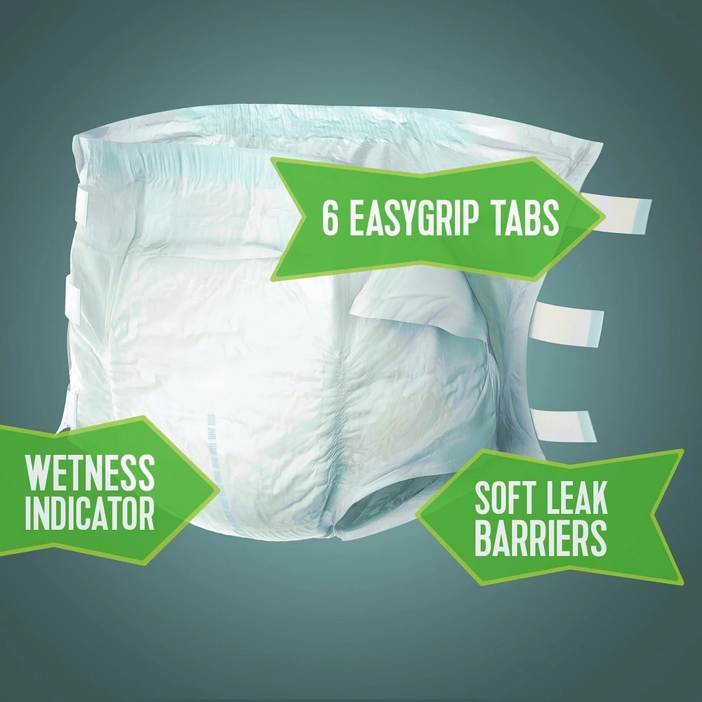 Incontinence Protection with Tabs, Maximum Absorbency, L