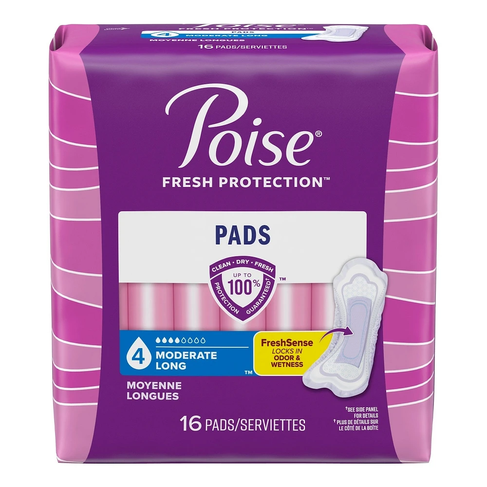Incontinence Pads, Moderate Absorbency, Long