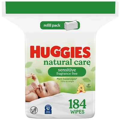 Lingettes Pour Bébés Natural Care Pour Peau Sensible, Non Parfumées, 1 Recharge
