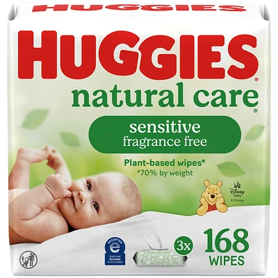 Natural Care Sensitive Baby Wipes, Unscented, 3 Flip-Top Packs