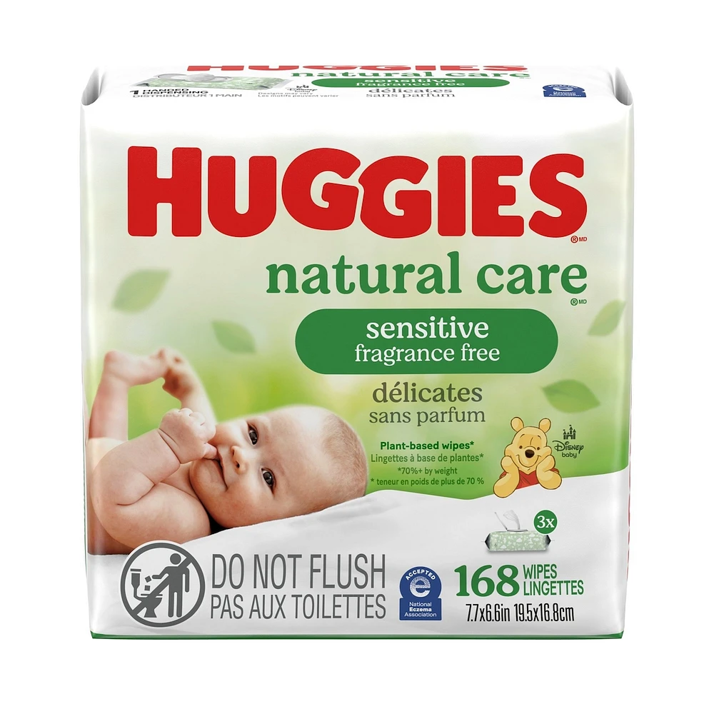 Natural Care Sensitive Baby Wipes, Unscented, 3 Flip-Top Packs