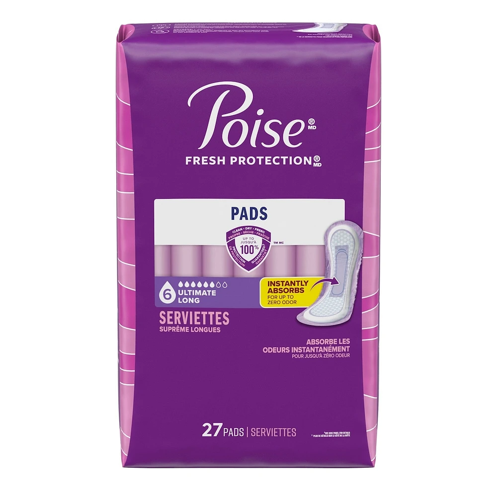 Incontinence Pads, Ultimate Absorbency, Long