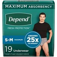 Sous-vêtement d’incontinence  Fresh Protection pour hommes, degré d’absorption maximal, P/M, gris, 19 unités