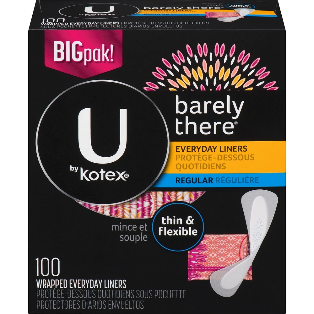 Barely There Thin Panty Liners, Light Absorbency, Regular Length, 100 ct