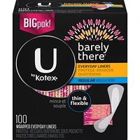 Barely There Thin Panty Liners, Light Absorbency, Regular Length, 100 ct