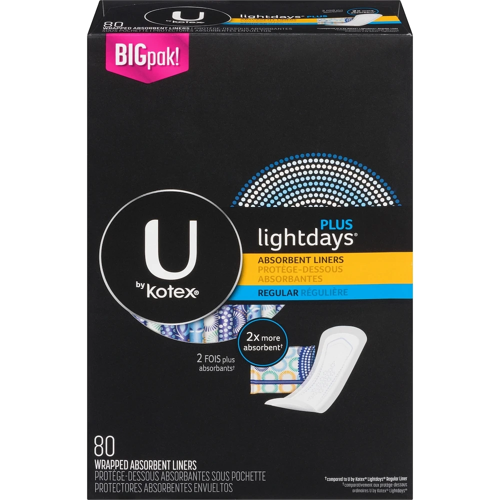 Lightdays Plus Panty Liners, Regular Length, 80 ct