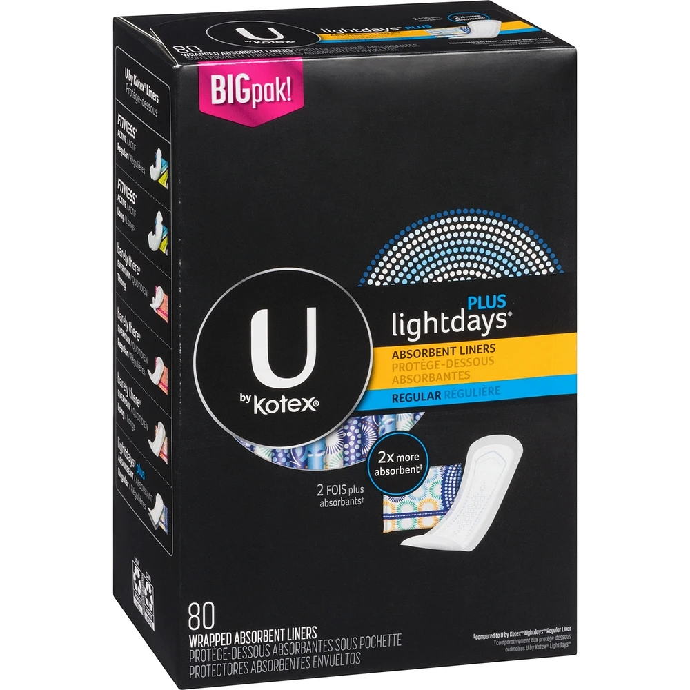 Lightdays Plus Panty Liners, Regular Length, 80 ct