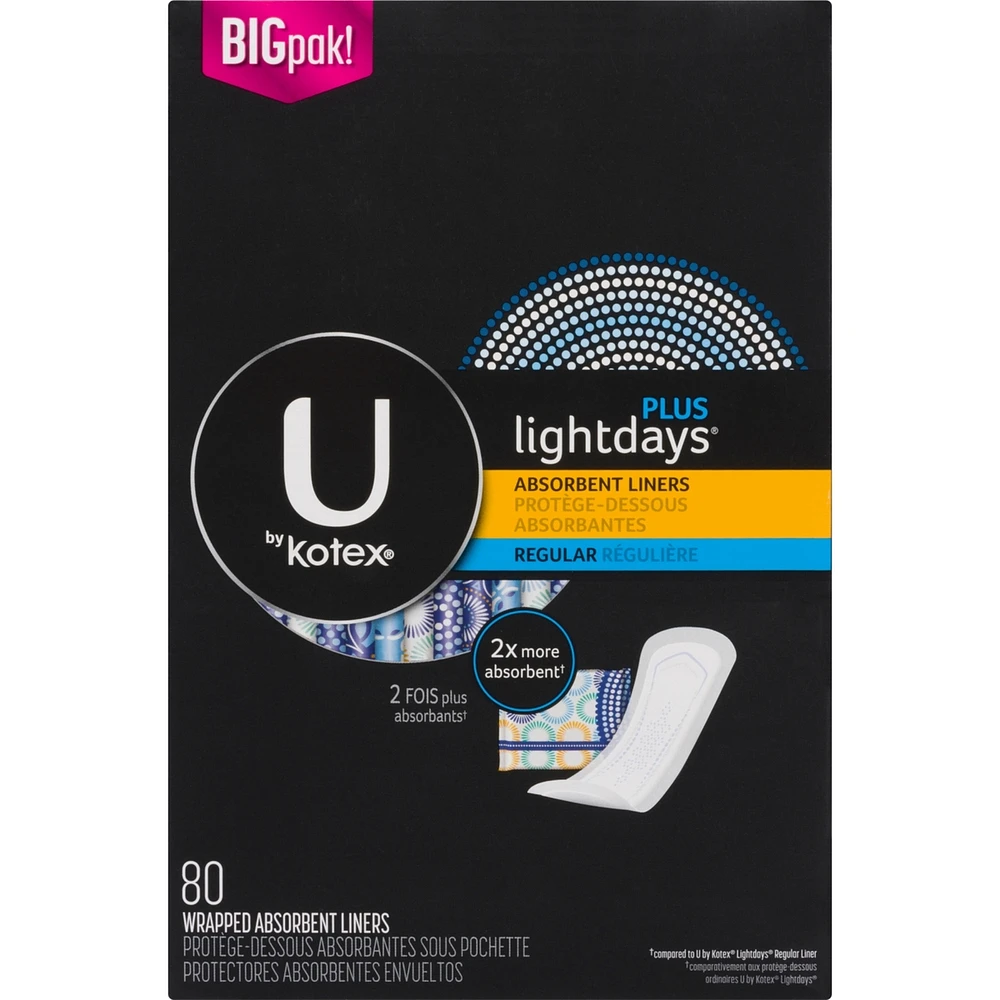 Lightdays Plus Panty Liners, Regular Length, 80 ct