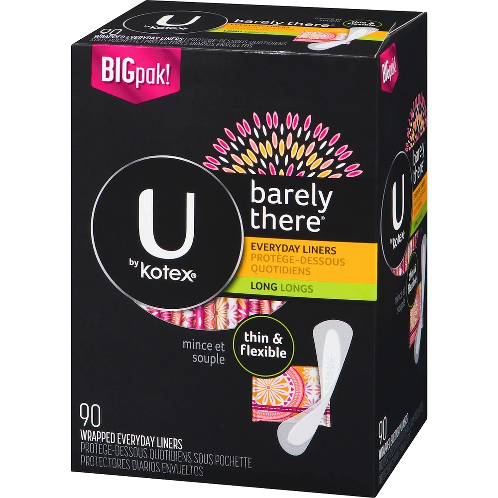 Barely There Thin Panty Liners, Light Absorbency, Long, 90 ct