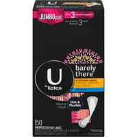 Barely There Thin Panty Liners, Light Absorbency, Regular Length, 150 ct