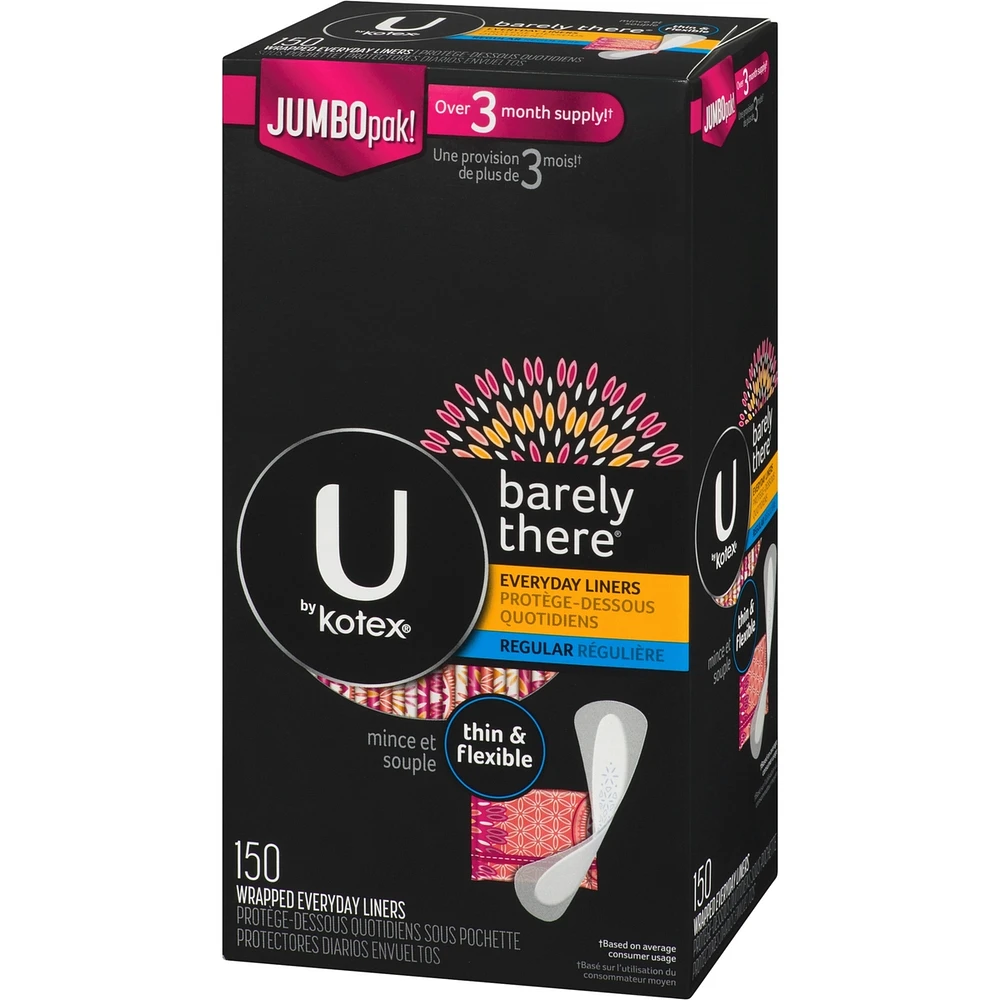 Barely There Thin Panty Liners, Light Absorbency, Regular Length, 150 ct