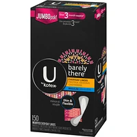 Barely There Thin Panty Liners, Light Absorbency, Regular Length, 150 ct