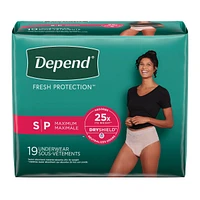 Fresh Protection Adult Incontinence & Postpartum Bladder Leak Underwear for Women, Disposable, Maximum, Small, Blush