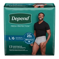 Fresh Protection Adult Incontinence Underwear for Men, Disposable, Maximum, Large