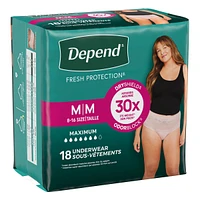 Fresh Protection Adult Incontinence & Postpartum Bladder Leak Underwear for Women, Disposable, Maximum, Medium, Blush