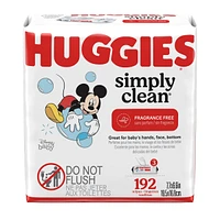 Simply Clean Unscented Baby Wipes, 3 Flip-Top Packs