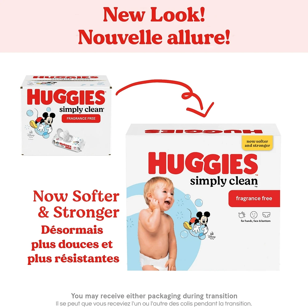 Simply Clean Unscented Baby Wipes, 3 Flip-Top Packs