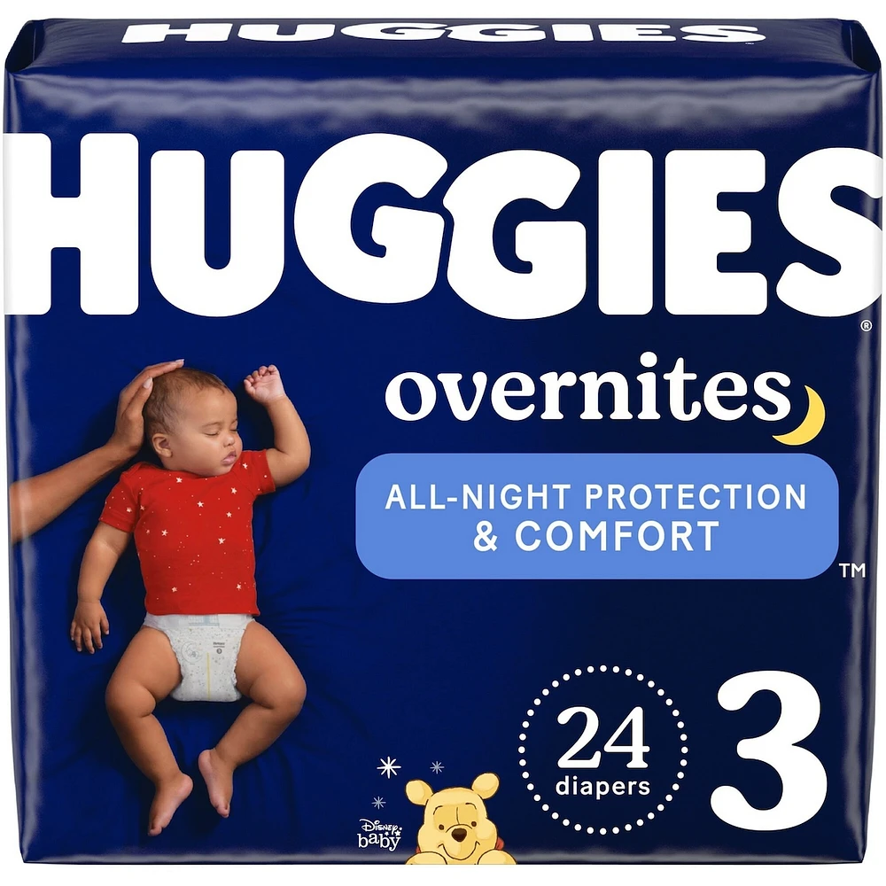 Huggies Overnites Nighttime Baby Diapers, Size 3, 24 Ct