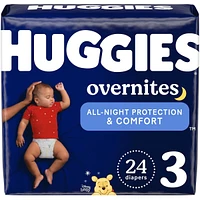 Huggies Overnites Nighttime Baby Diapers, Size 3, 24 Ct