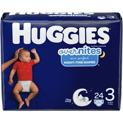 Huggies Overnites Nighttime Baby Diapers, Size 3, 24 Ct
